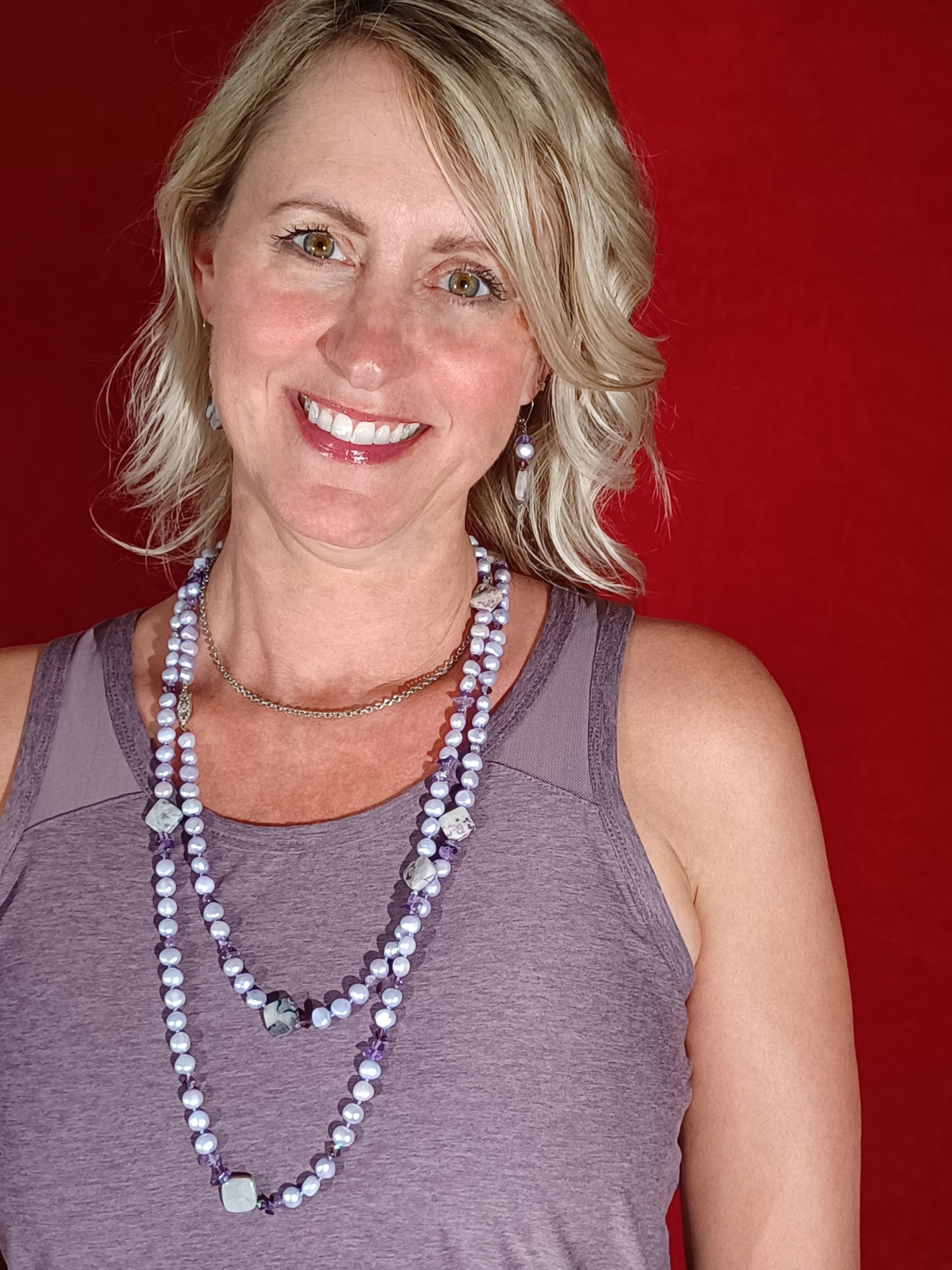 Gracie Lavendar Baroque Pearl & Bead Necklace - Image 3