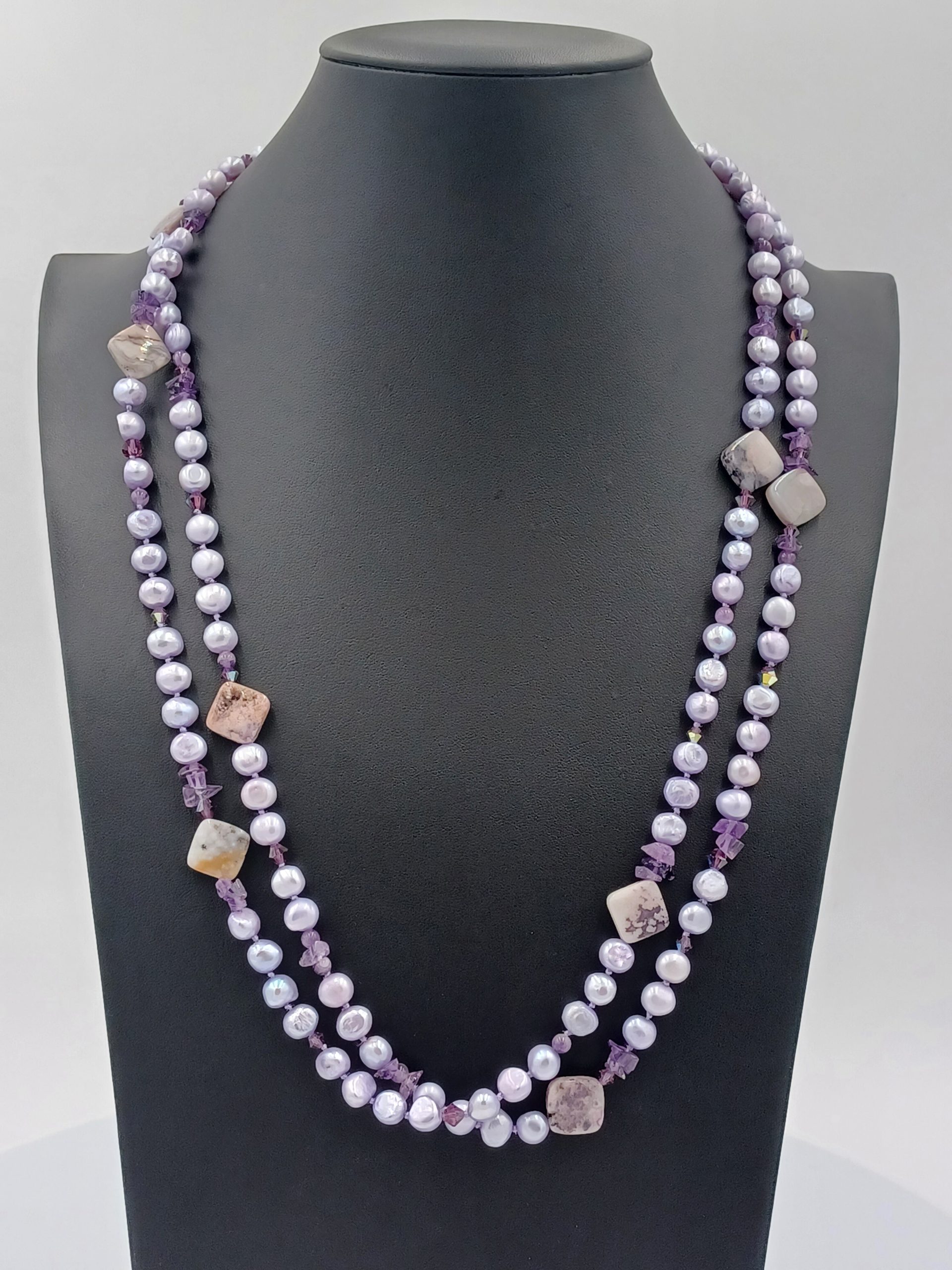 Gracie Lavendar Baroque Pearl & Bead Necklace - Image 2