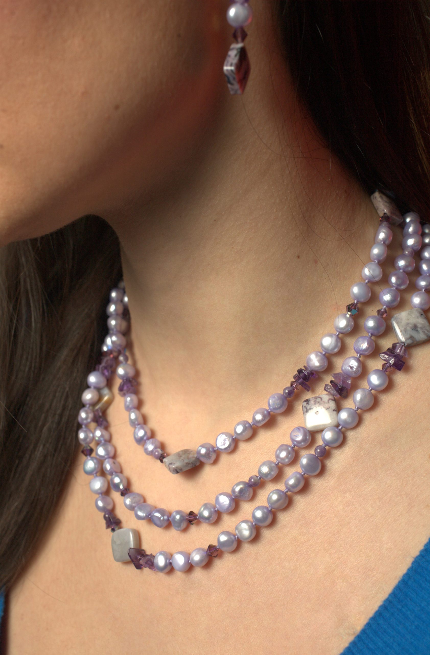 Gracie Lavendar Baroque Pearl & Bead Necklace - Image 4