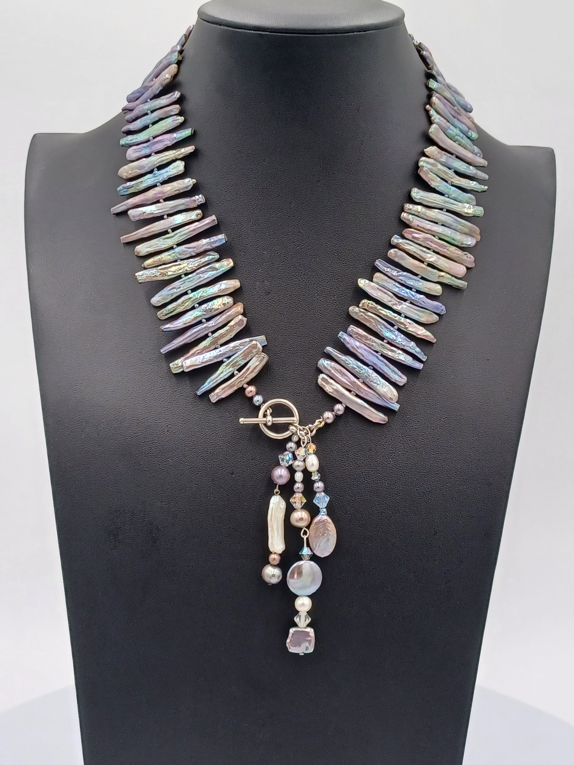 Sophie Silver Peacock Biwa Pearl Necklace - Image 7