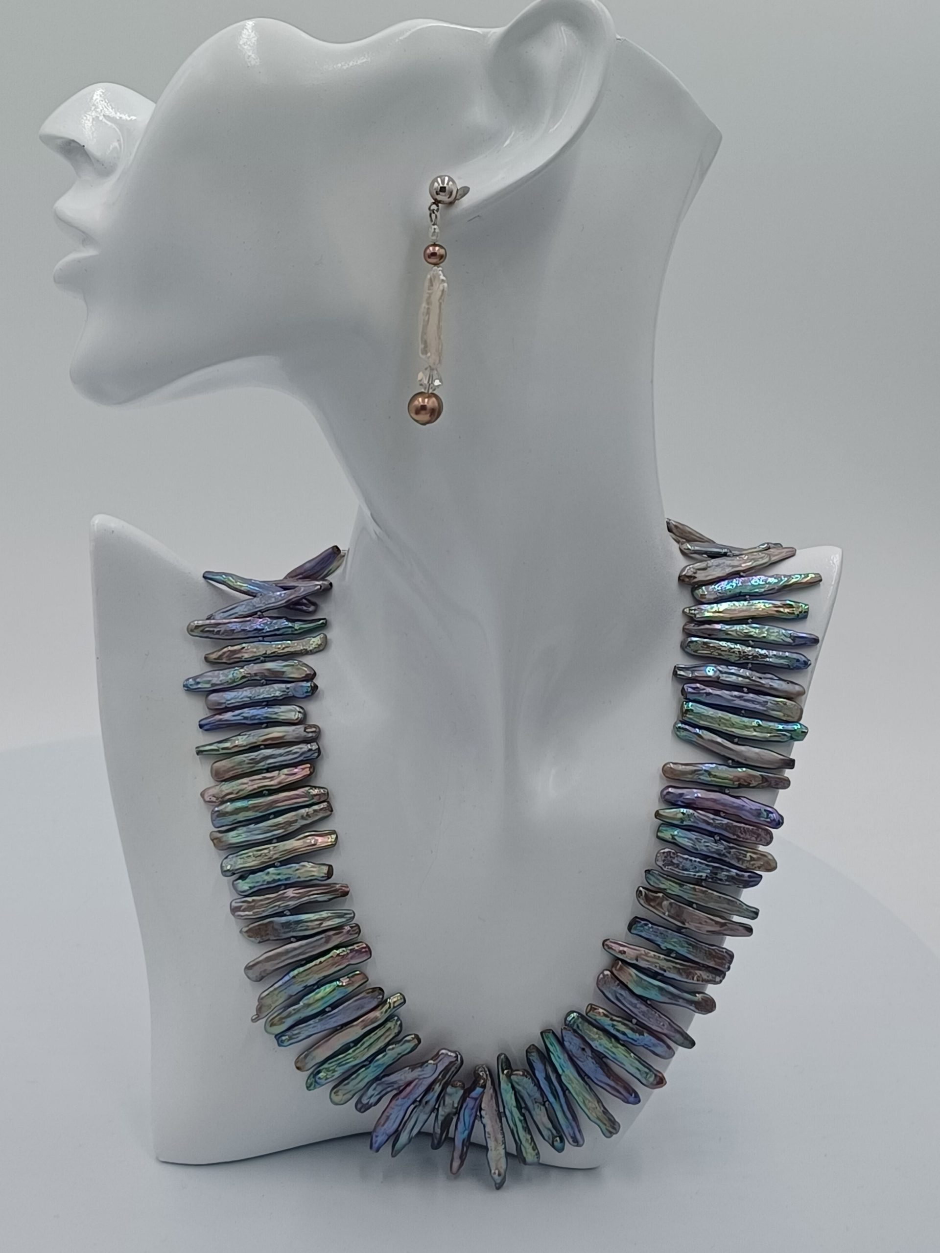 Sophie Silver Peacock Biwa Pearl Necklace - Image 8