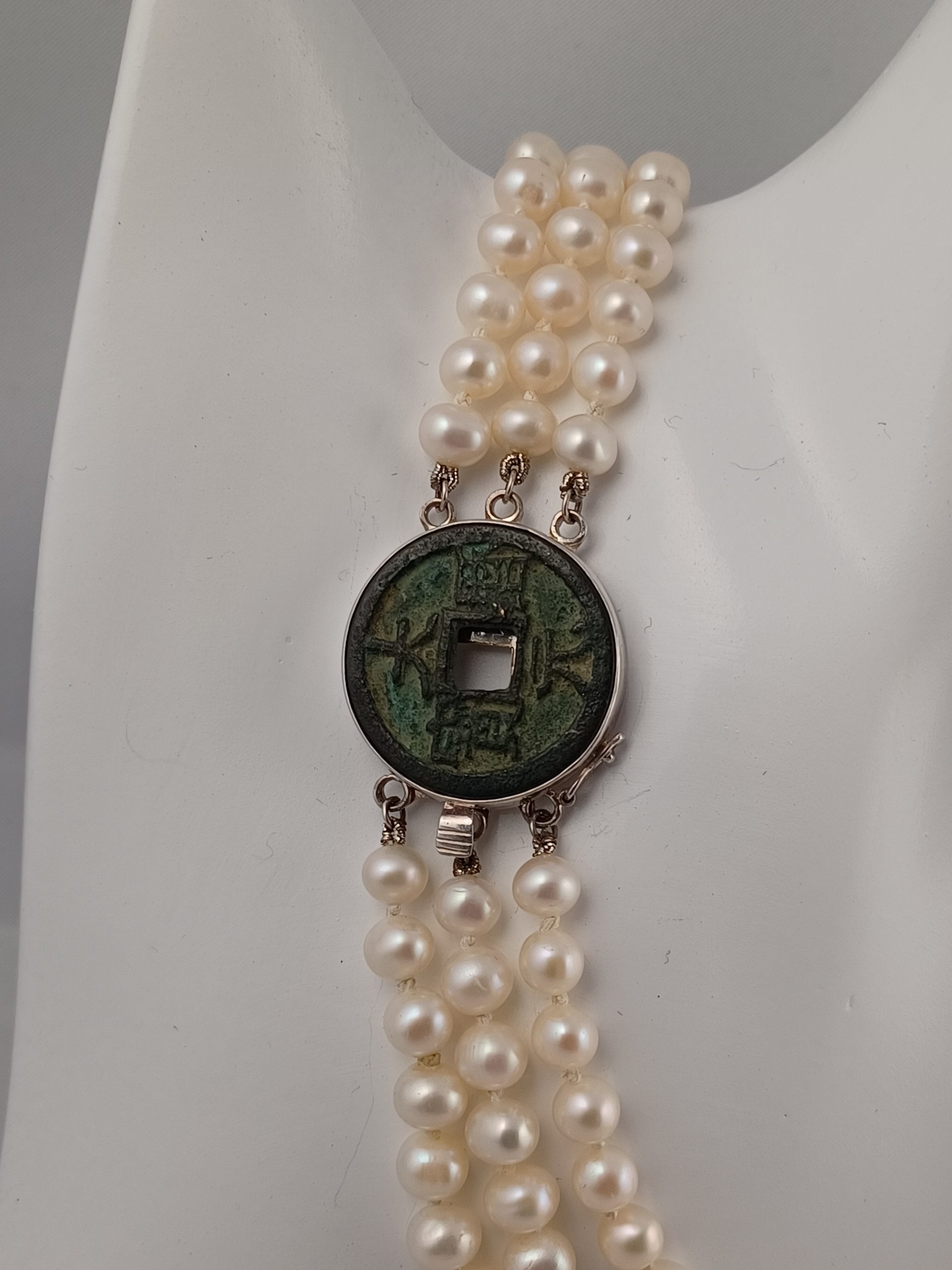 Regina Triple Strand White Pearl Necklace - Image 2