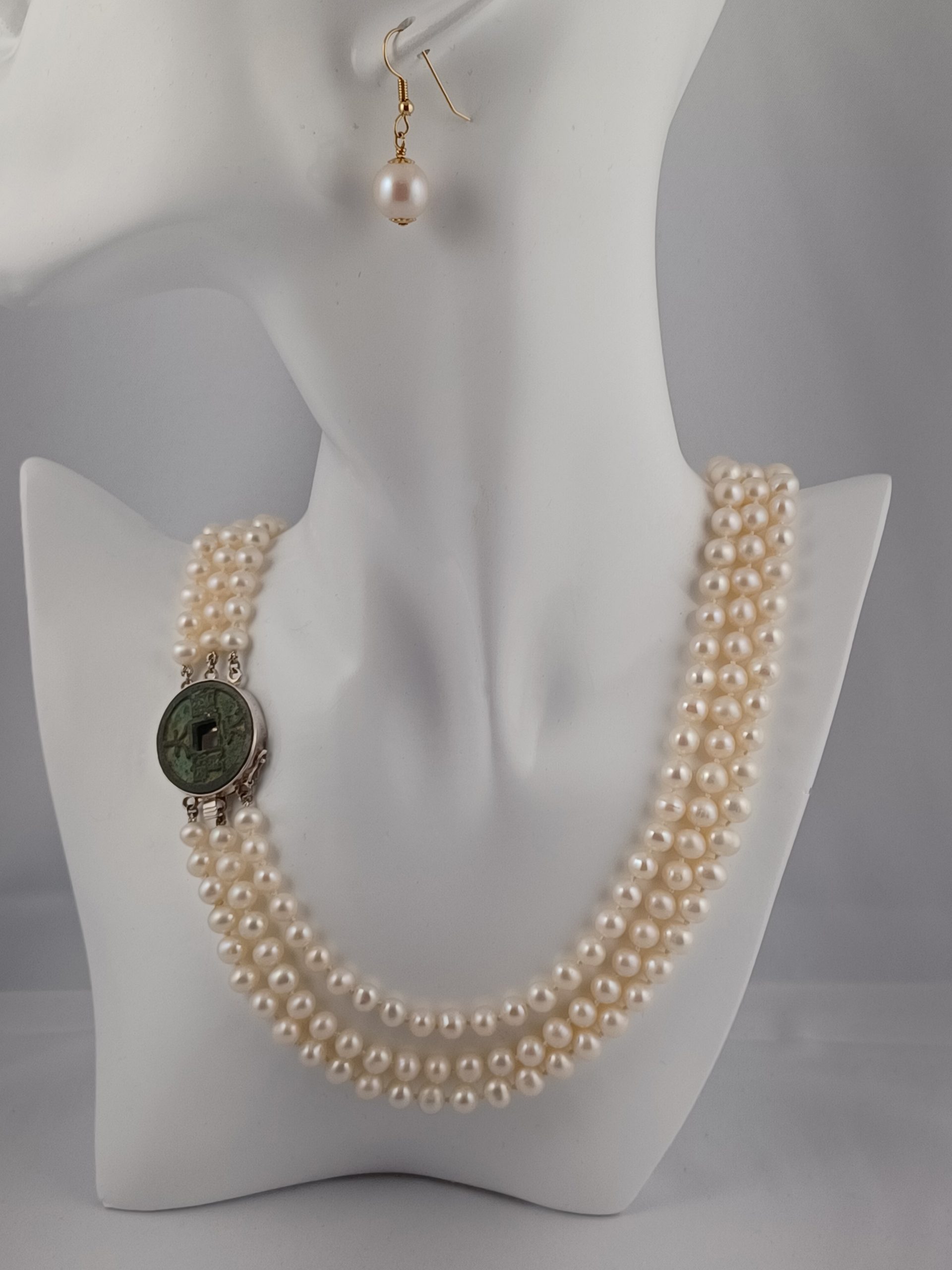 Regina Triple Strand White Pearl Necklace