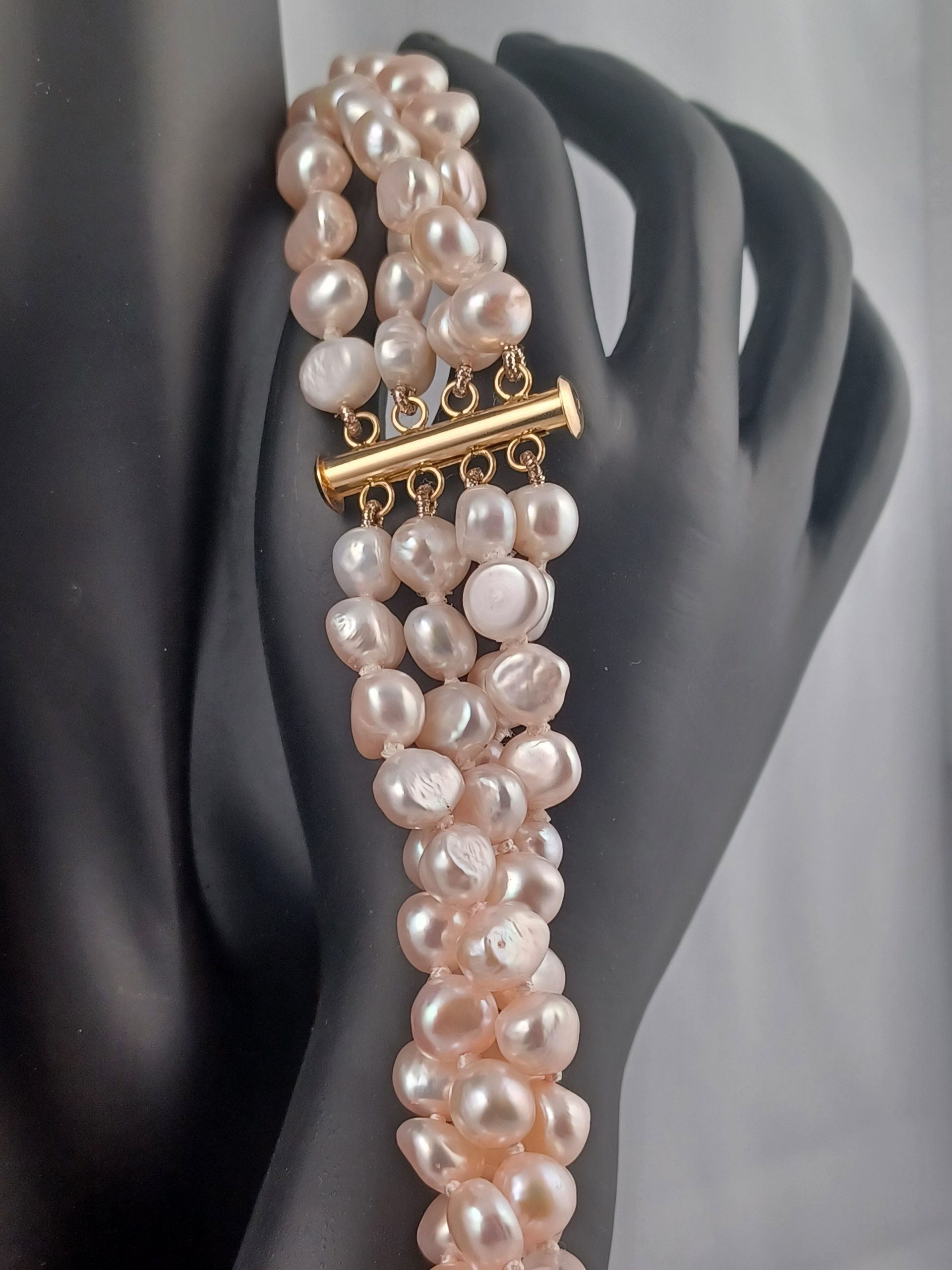 Audrey 4 Pink Rock Pearl Necklace - Image 7