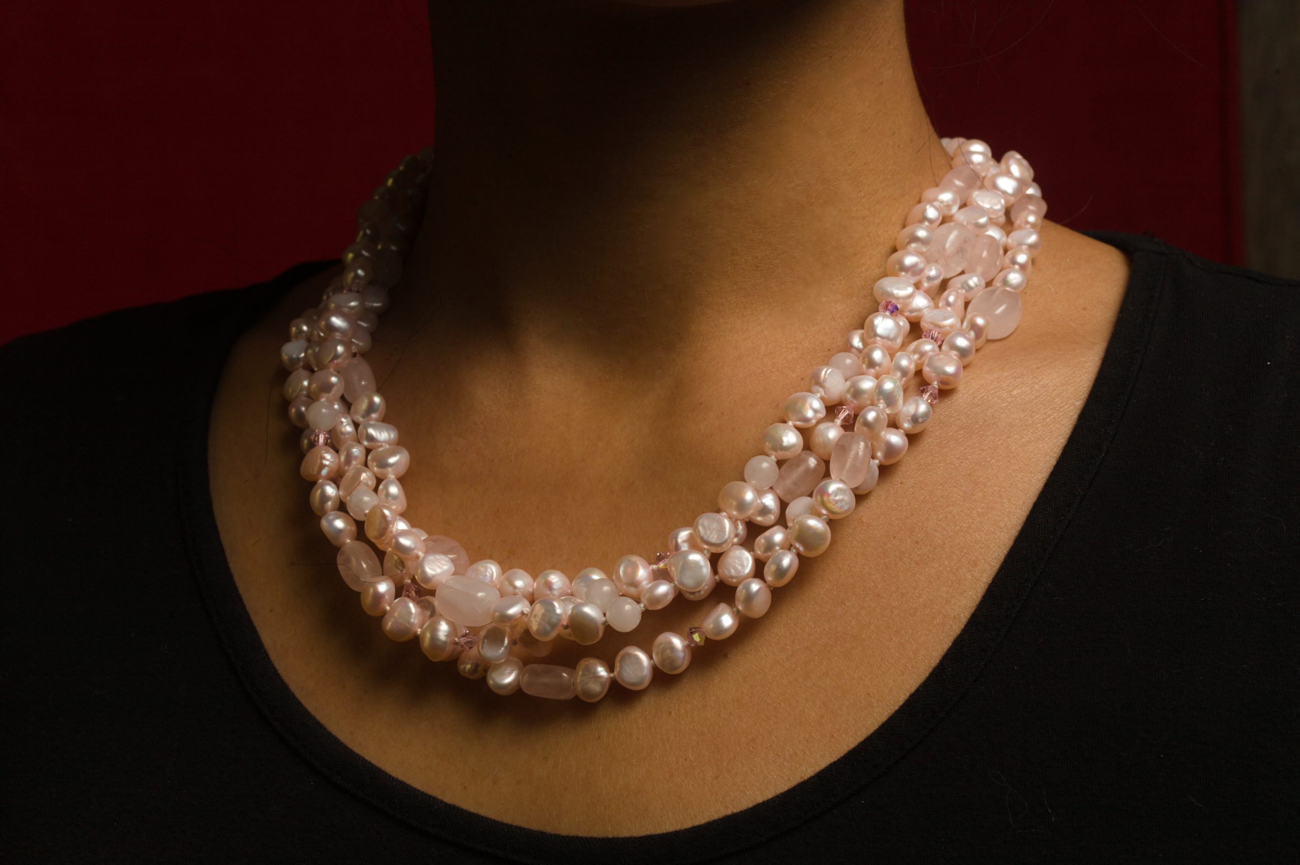 Audrey 4 Pink Rock Pearl Necklace - Image 9
