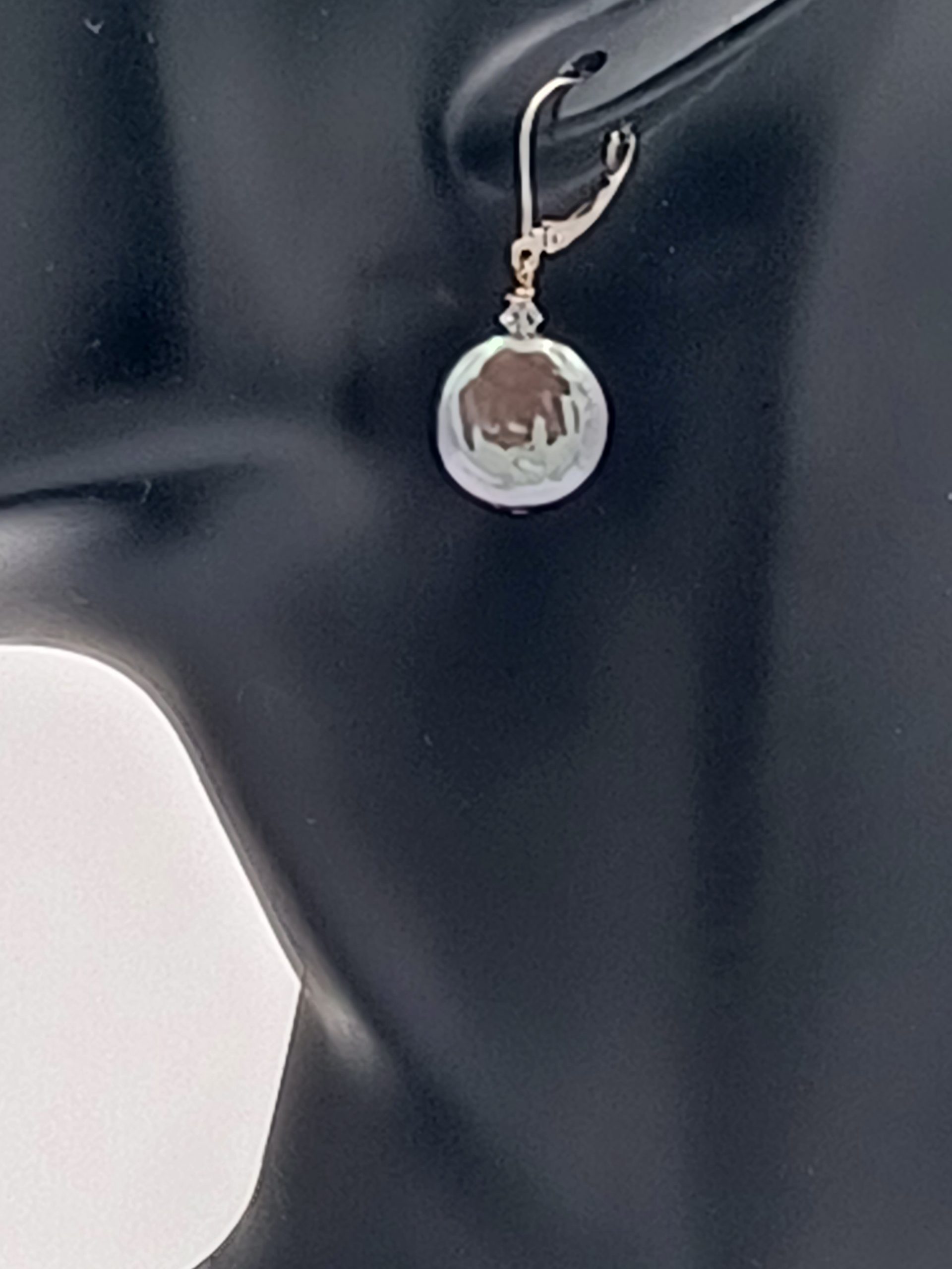 Sylvia Silver Peacock Coin Pearl Earrings - Image 3