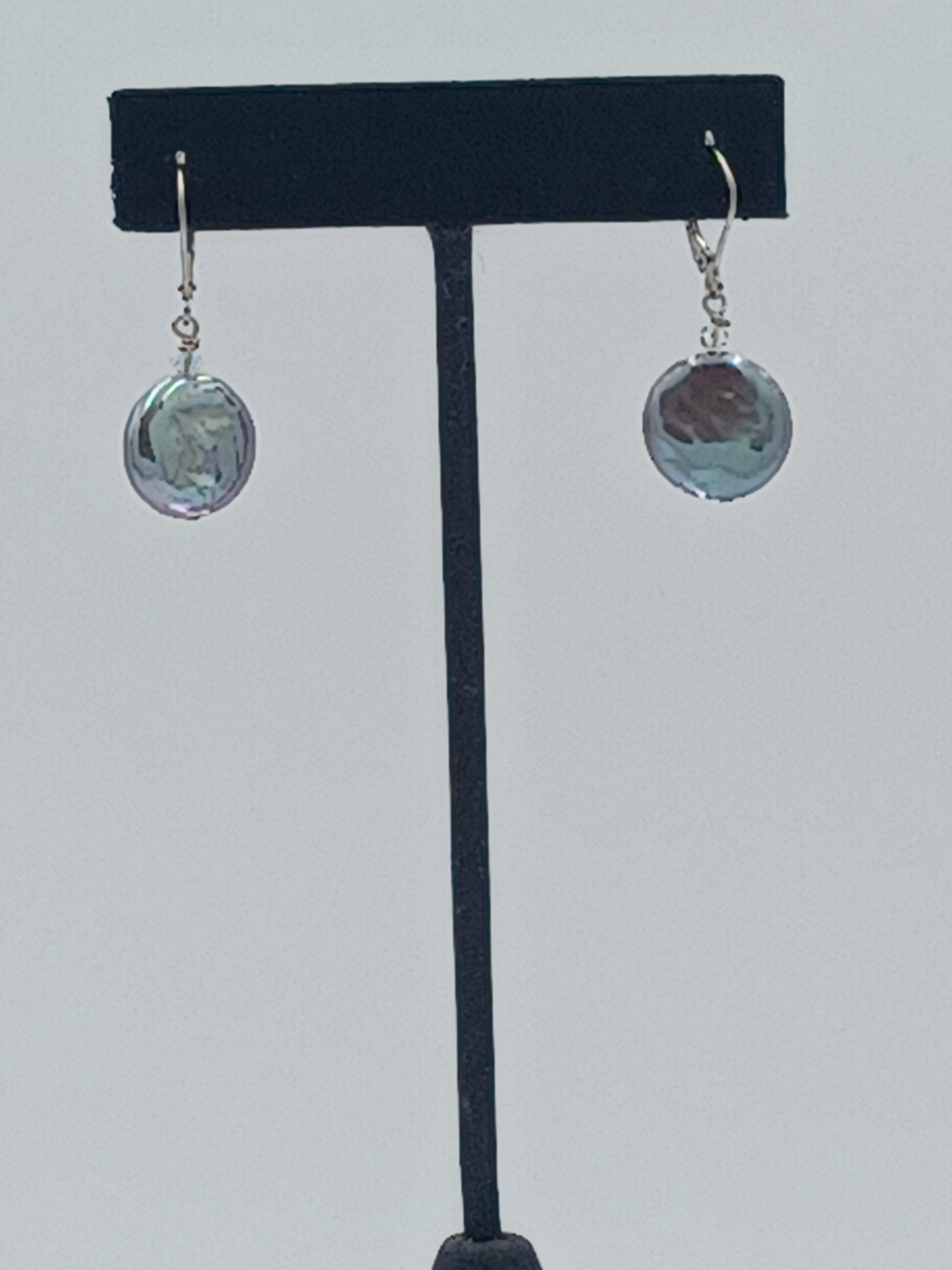 Sylvia Silver Peacock Coin Pearl Earrings