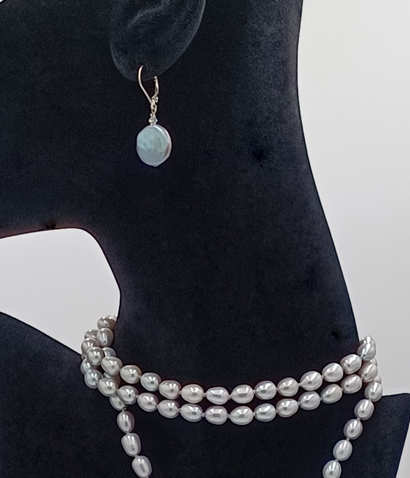 Sylvia Silver Peacock Coin Pearl Earrings - Image 4