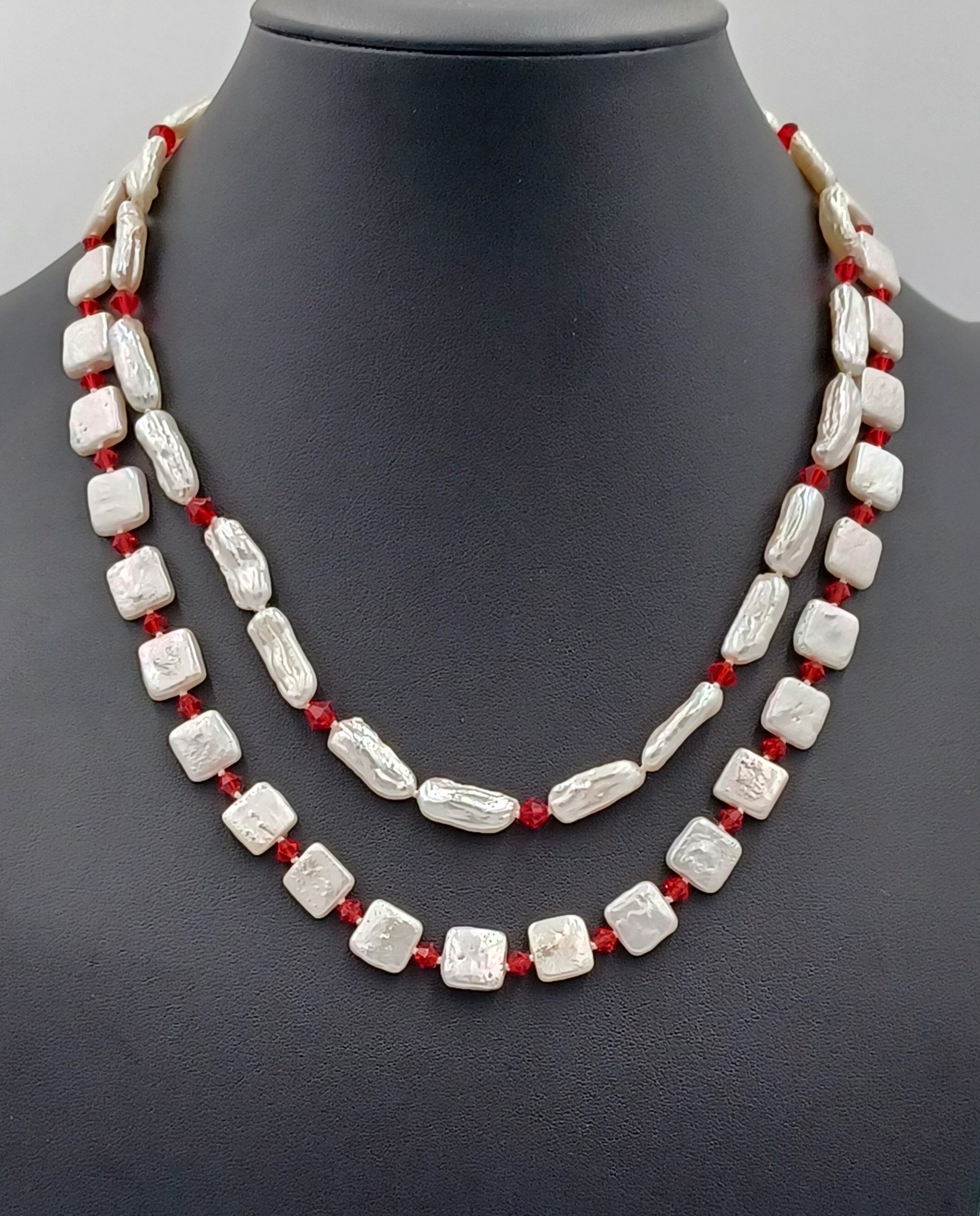 Karen Double Strand Biwa & Square Pearl Necklace - Image 2