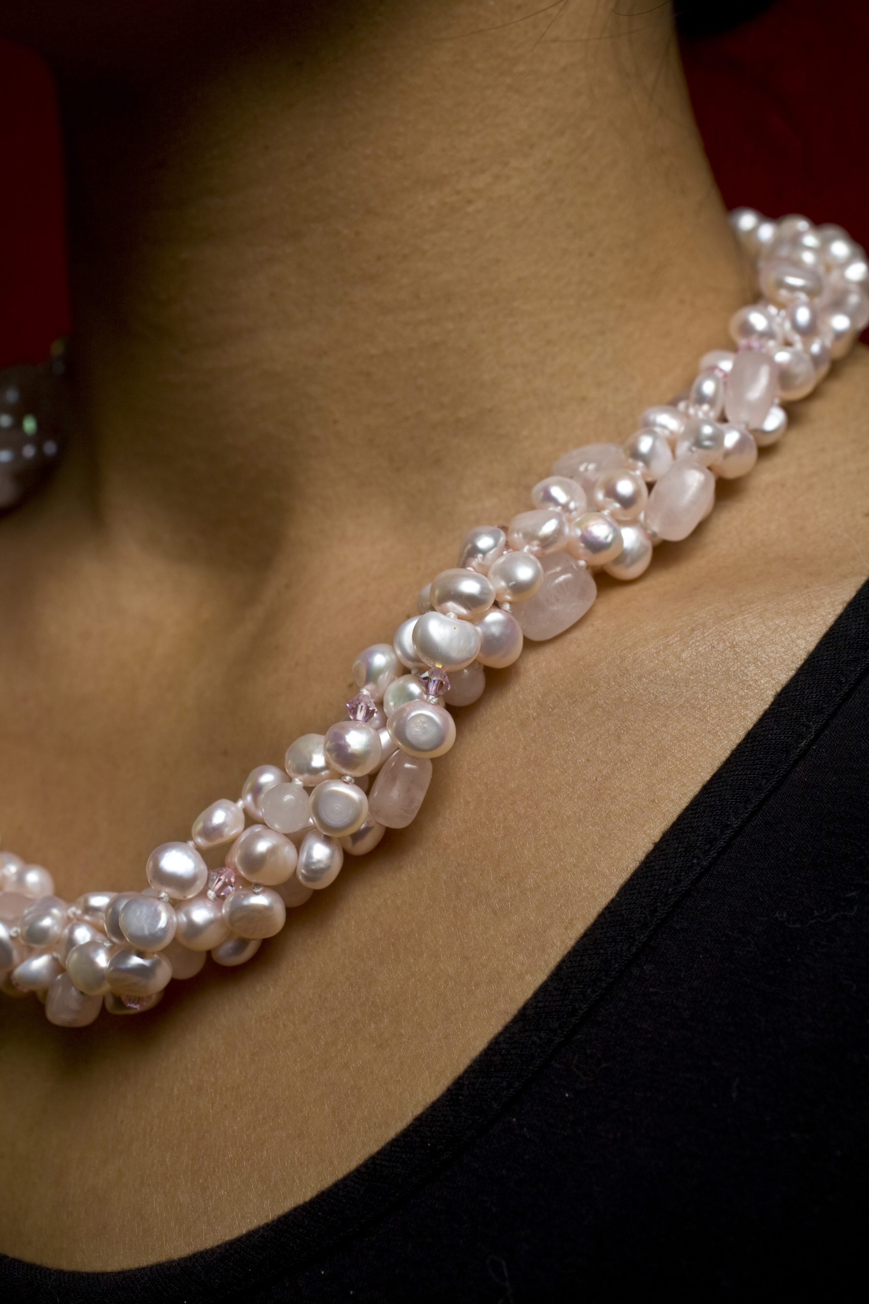 Audrey 4 Pink Rock Pearl Necklace - Image 2