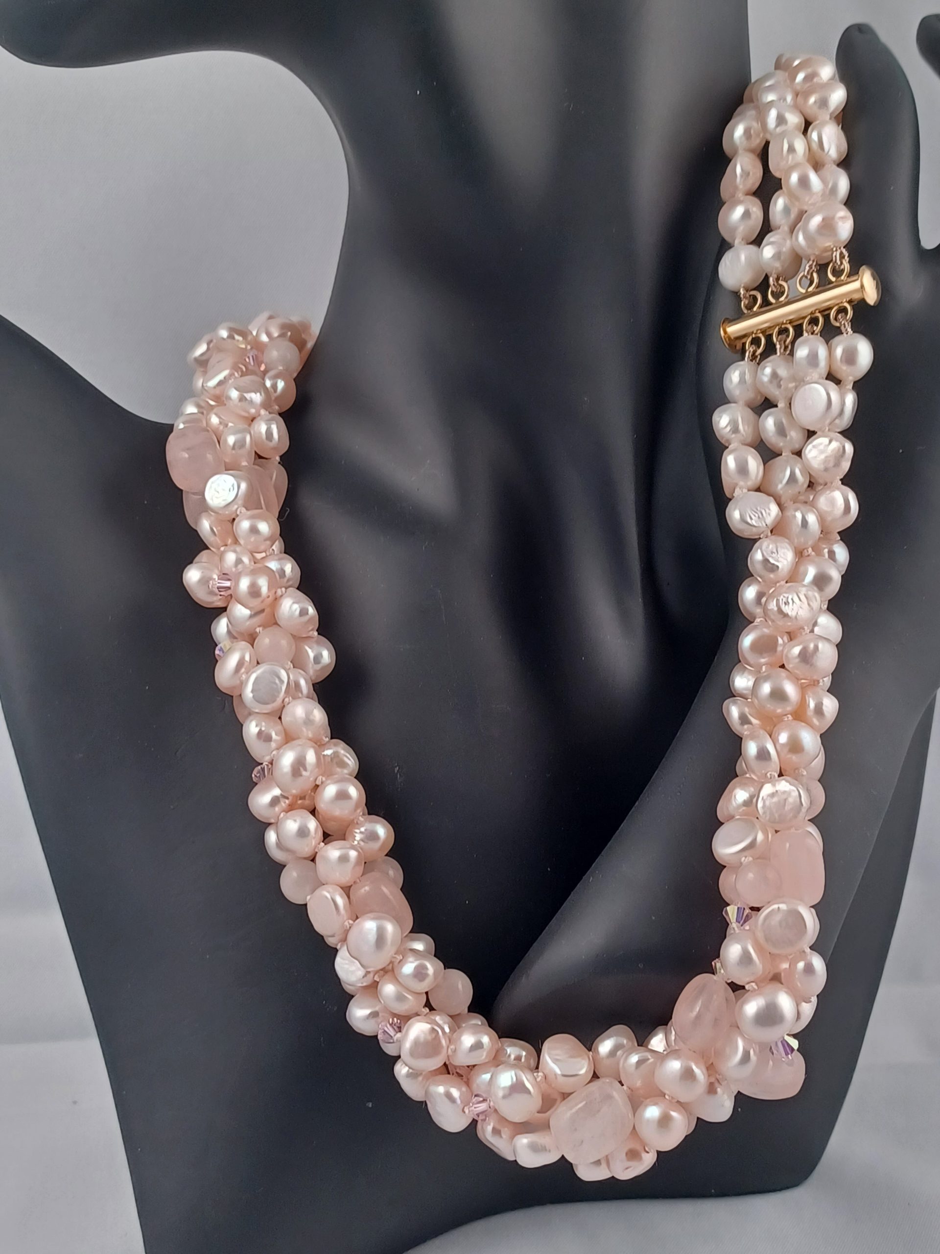 Audrey 4 Pink Rock Pearl Necklace - Image 4
