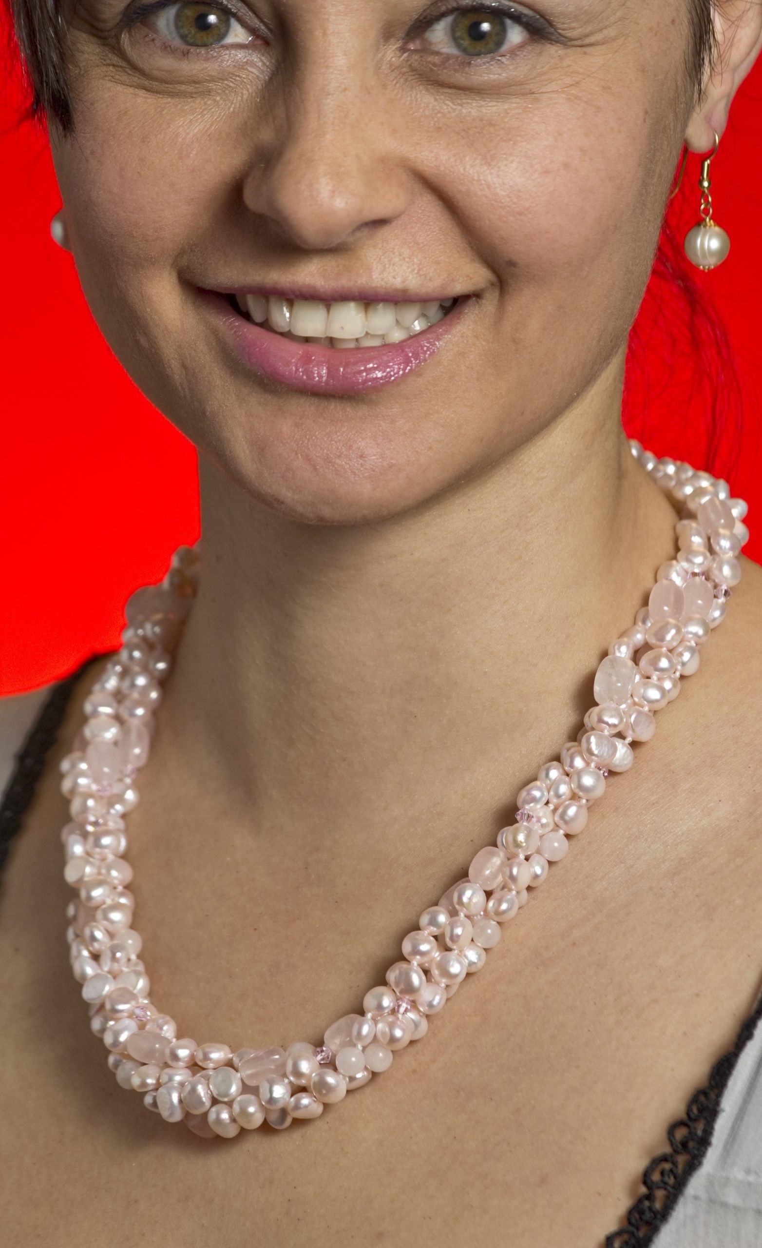 Audrey 4 Pink Rock Pearl Necklace - Image 3