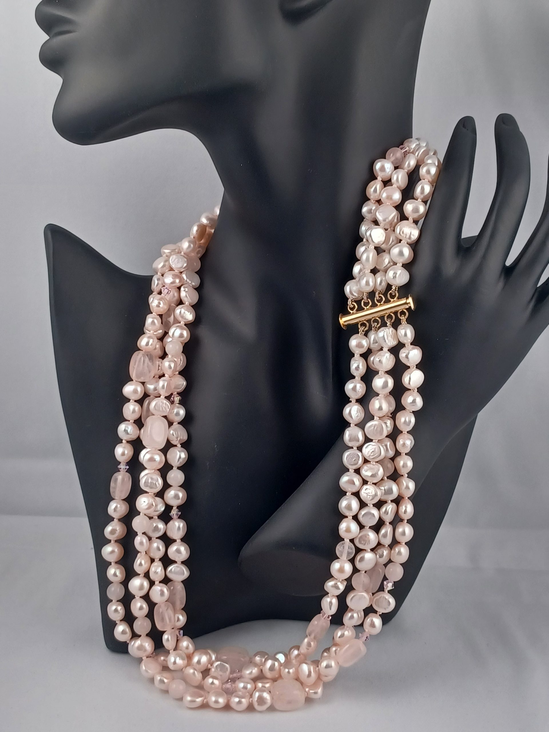 Audrey 4 Pink Rock Pearl Necklace