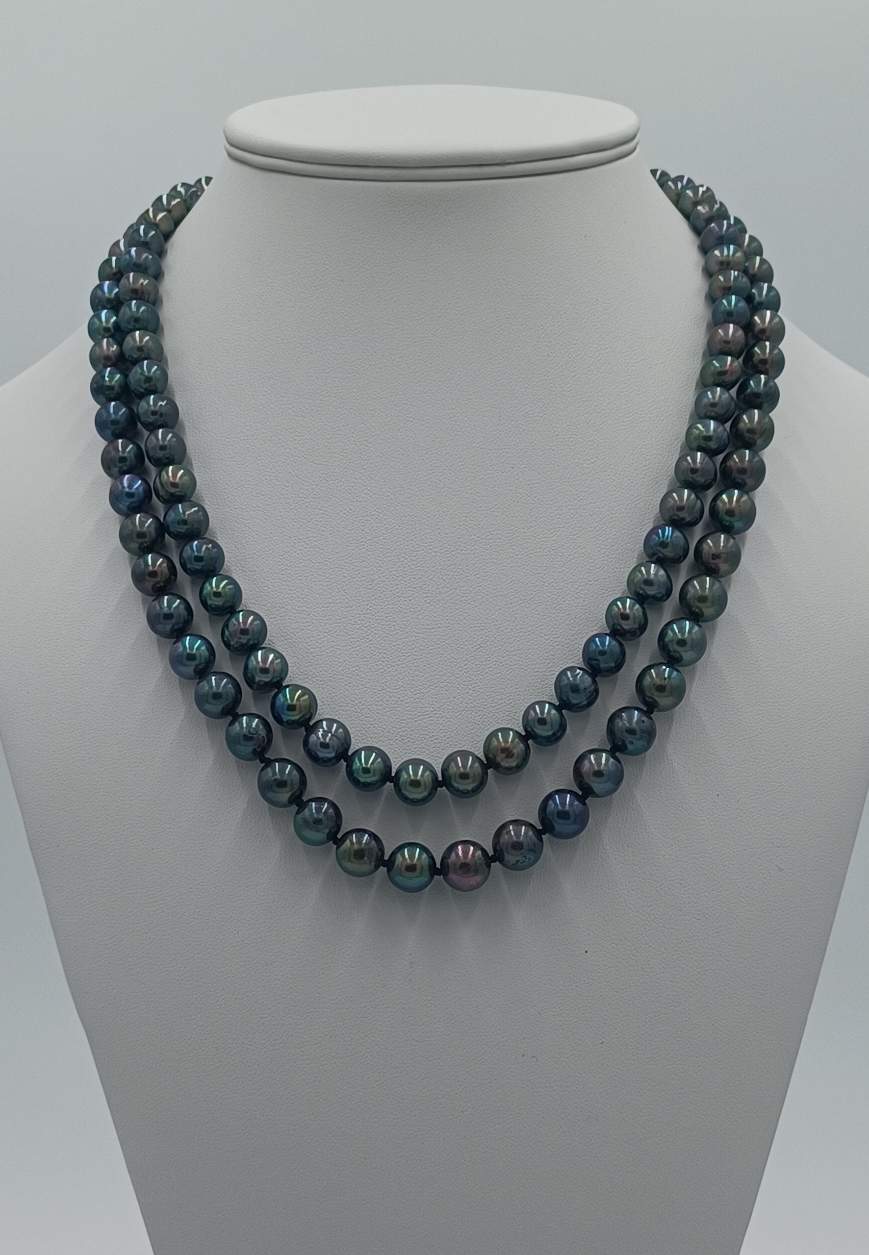 Dorothy Double Strand Blue Peacock Round Necklace