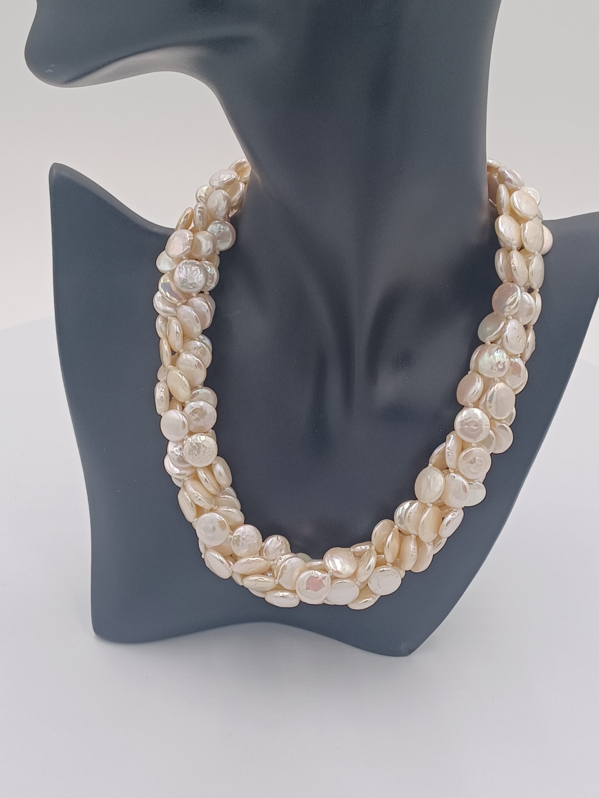 Bernice 5 Strand White Coin Pearl Necklace - Image 3